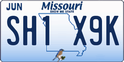 MO license plate SH1X9K