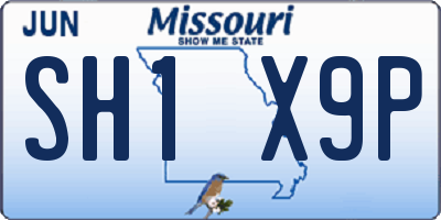 MO license plate SH1X9P