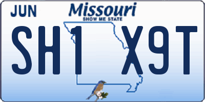 MO license plate SH1X9T