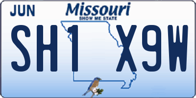 MO license plate SH1X9W