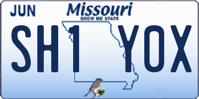MO license plate SH1Y0X