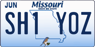 MO license plate SH1Y0Z