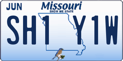 MO license plate SH1Y1W