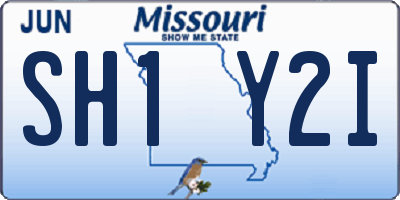 MO license plate SH1Y2I