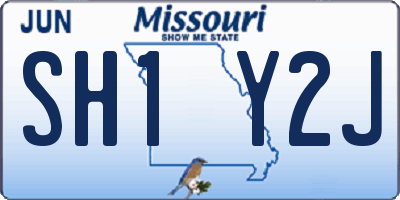 MO license plate SH1Y2J