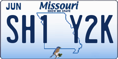 MO license plate SH1Y2K