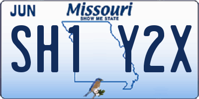 MO license plate SH1Y2X