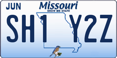 MO license plate SH1Y2Z