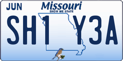 MO license plate SH1Y3A