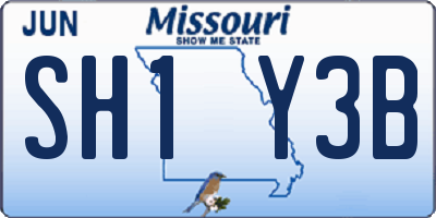 MO license plate SH1Y3B
