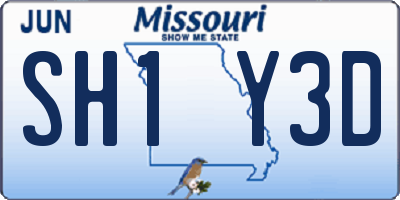 MO license plate SH1Y3D