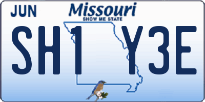 MO license plate SH1Y3E