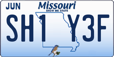 MO license plate SH1Y3F