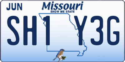 MO license plate SH1Y3G