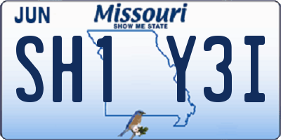 MO license plate SH1Y3I