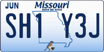 MO license plate SH1Y3J