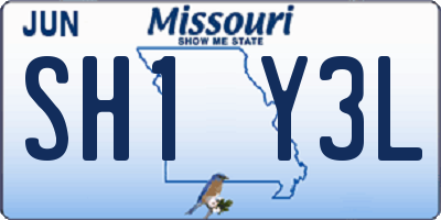 MO license plate SH1Y3L