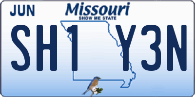 MO license plate SH1Y3N