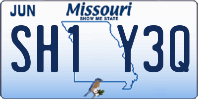MO license plate SH1Y3Q