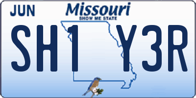 MO license plate SH1Y3R