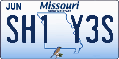 MO license plate SH1Y3S