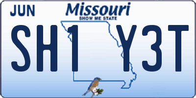 MO license plate SH1Y3T