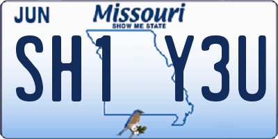MO license plate SH1Y3U