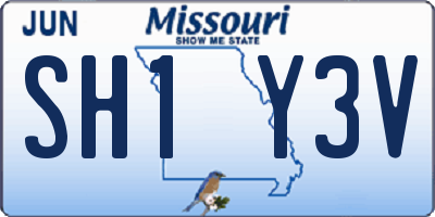 MO license plate SH1Y3V