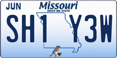 MO license plate SH1Y3W