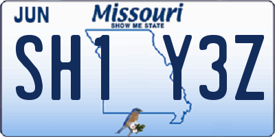 MO license plate SH1Y3Z