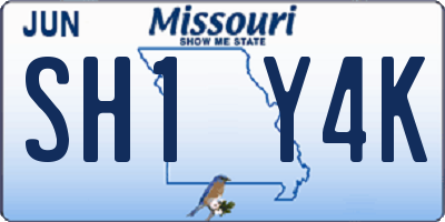 MO license plate SH1Y4K