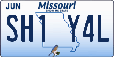 MO license plate SH1Y4L
