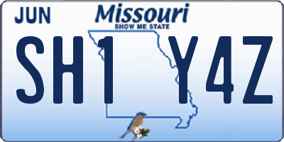 MO license plate SH1Y4Z