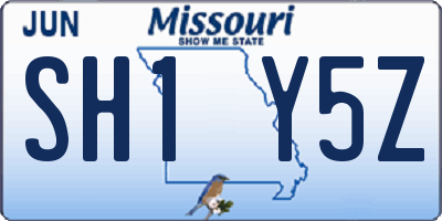 MO license plate SH1Y5Z