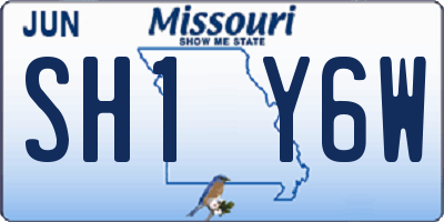 MO license plate SH1Y6W