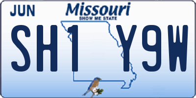 MO license plate SH1Y9W