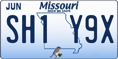 MO license plate SH1Y9X