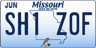 MO license plate SH1Z0F