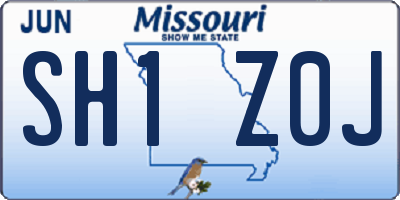 MO license plate SH1Z0J
