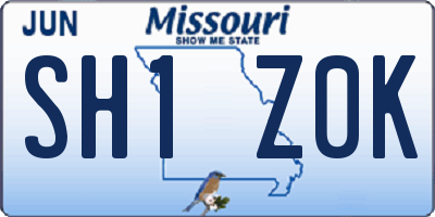 MO license plate SH1Z0K