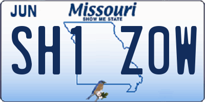 MO license plate SH1Z0W