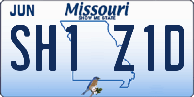 MO license plate SH1Z1D