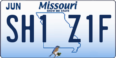 MO license plate SH1Z1F