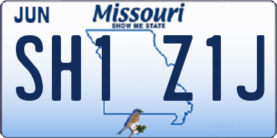 MO license plate SH1Z1J