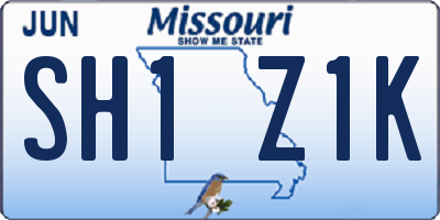 MO license plate SH1Z1K