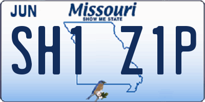 MO license plate SH1Z1P