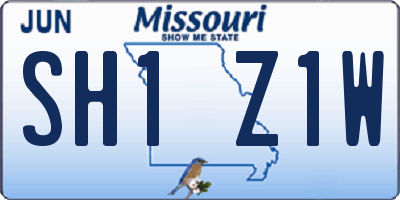 MO license plate SH1Z1W