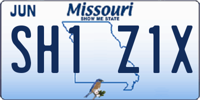 MO license plate SH1Z1X