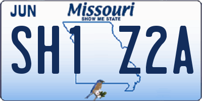 MO license plate SH1Z2A
