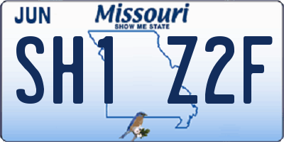 MO license plate SH1Z2F